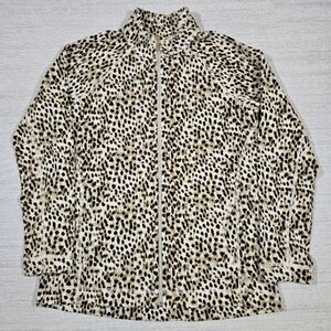 Tommy Bahama Aruba Full Zip Jacket Womens M Leopard Print Cotton NWT